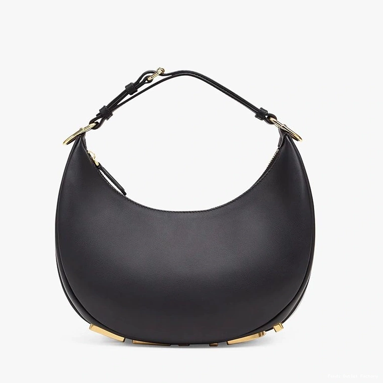 HOT Small Black In Hobo Leather Fendigraphy Fendi Bag Calf 0708
